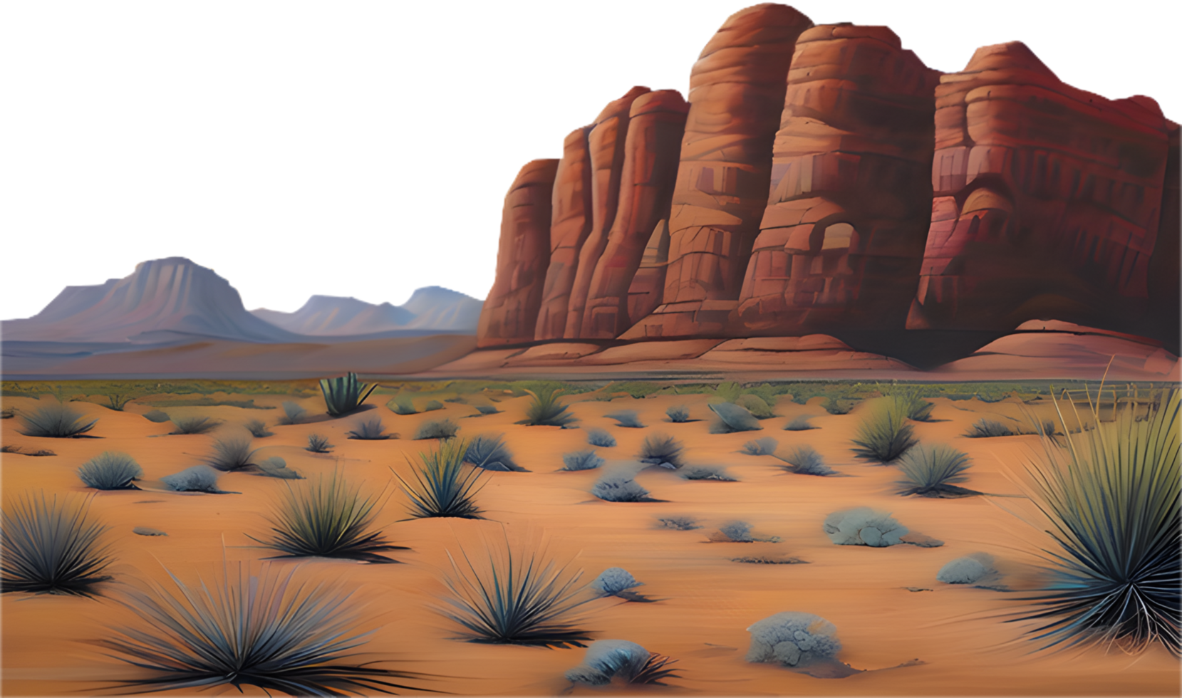 Serene desert scenery with clear skies and expansive sand dunes. . png