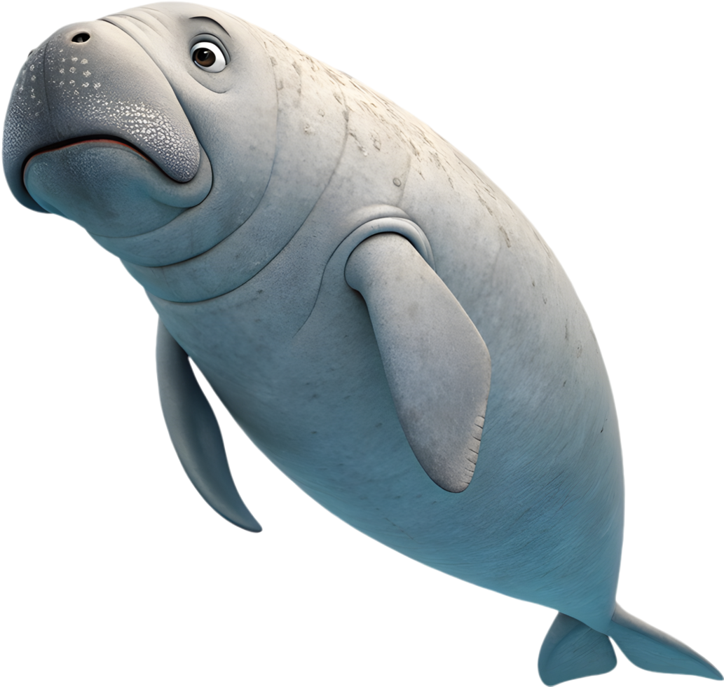 Playful Dugong Character in Blue Waters. . png