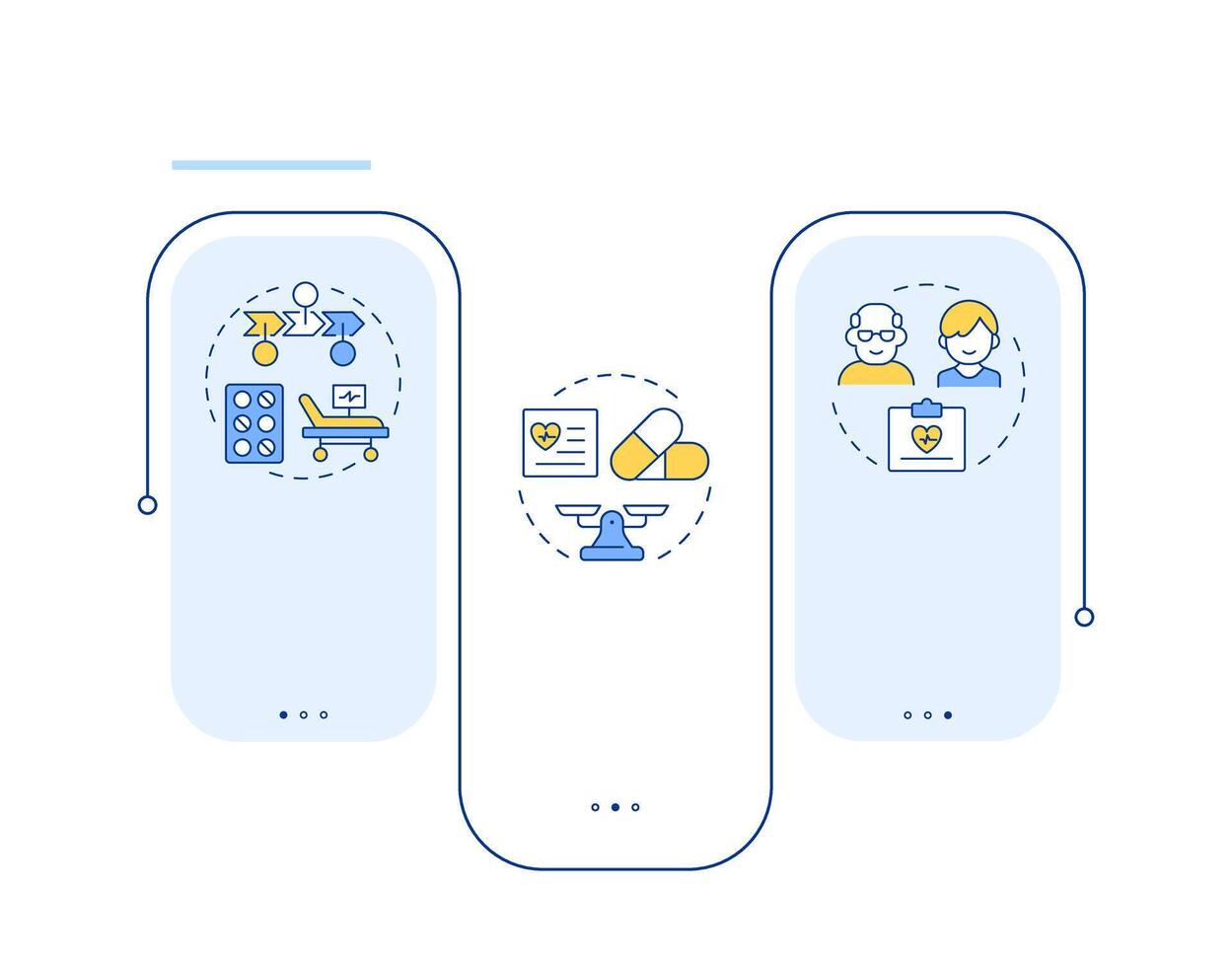 Components of utilization management rectangle infographic . Medical facility service. Data visualization with 3 steps. Editable rectangular options chart vector