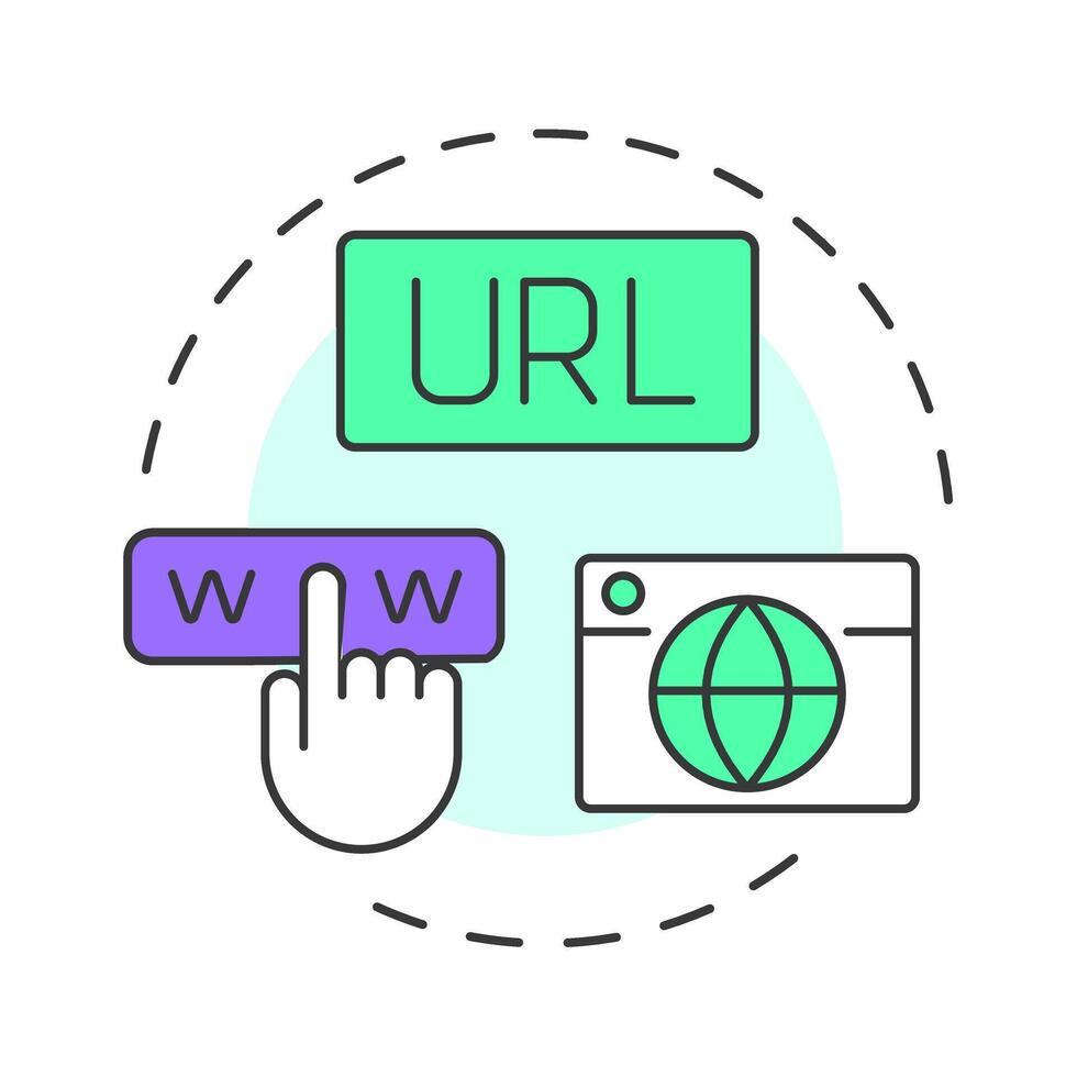 Linkable multi color concept icon. Share via URLs without requiring downloads. Characteristic of PWAs. Round shape line illustration. Abstract idea. Graphic design. Easy to use in presentation vector