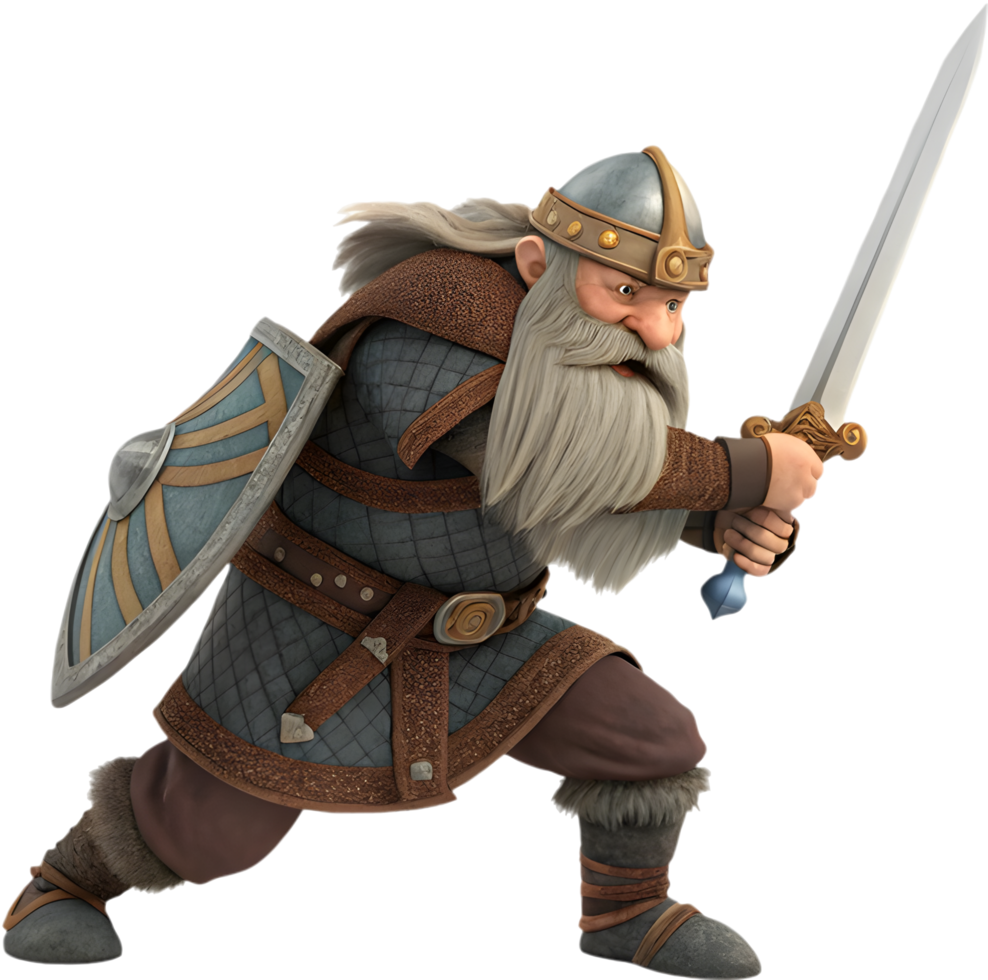 Smiling Cartoon Dwarf in a Beautiful and Magical Artwork. . png