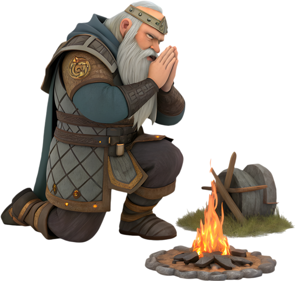 Happy Cartoon Fantasy Dwarf Enjoying a Fun Adventure. . png