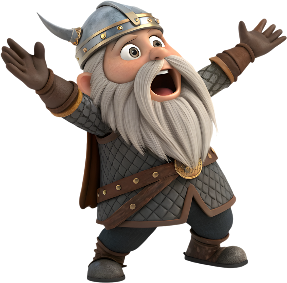 Funny and Happy Cartoon Dwarf in a Fantasy Fairy Tale. . png