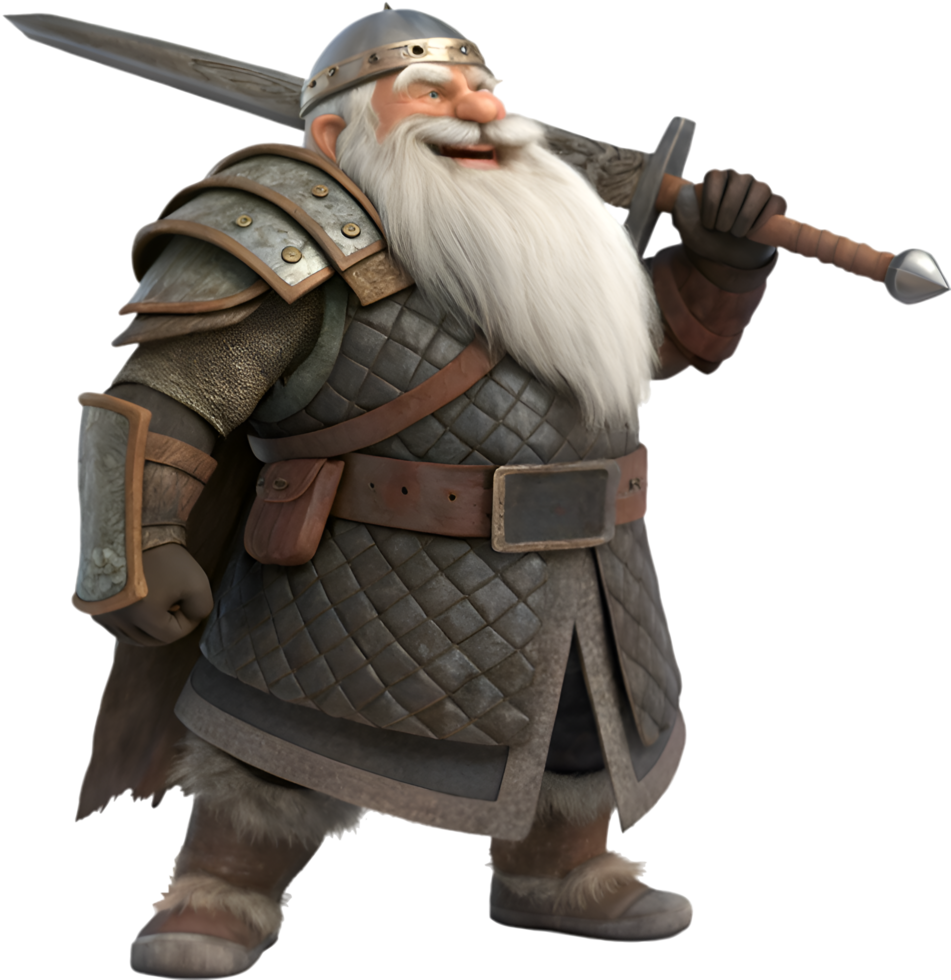 Playful Cartoon Dwarf Living in a Mystical Kingdom Scene. . png