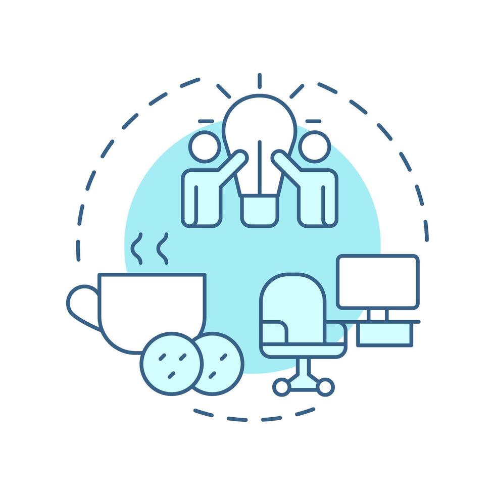 Coworking spaces soft blue concept icon. Collaborative workplaces and offices. Sharing economy model. Round shape line illustration. Abstract idea. Graphic design. Easy to use in presentation vector