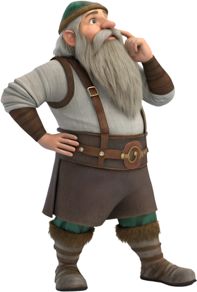 Tiny Cartoon Dwarf with Fantasy Inspired Magical Details. . png
