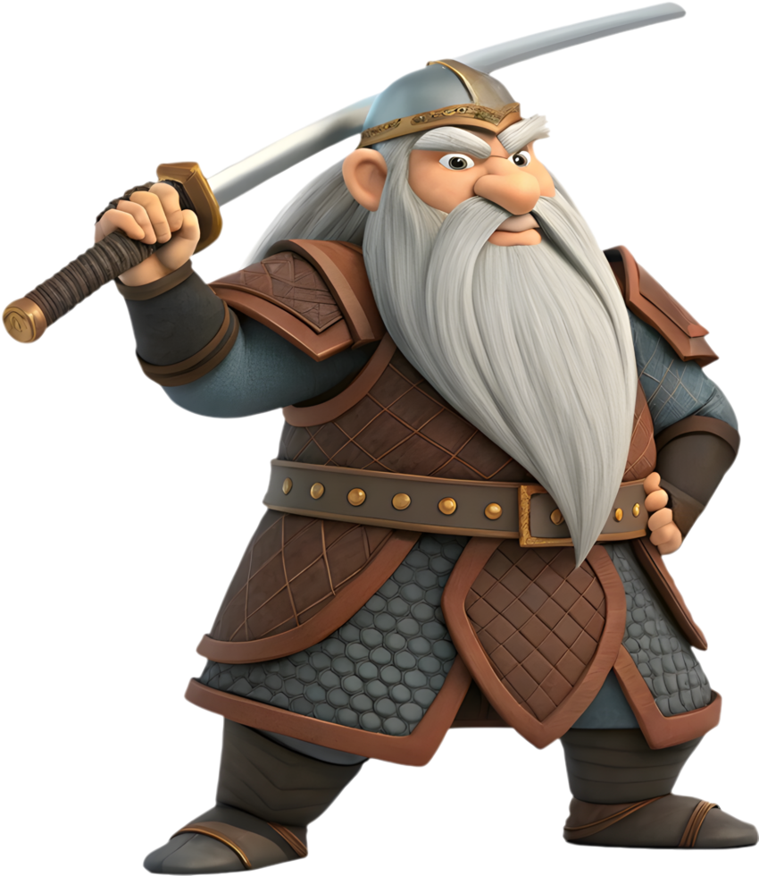 Legendary Cartoon Dwarf in Fantasy Themed Illustration. . png