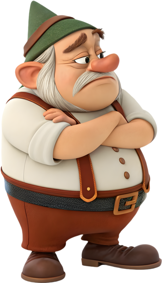 Charming Cartoon Dwarf in a Beautiful Mythical Setting. . png