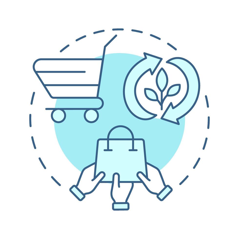 Consumption soft blue concept icon. Usage of goods and services sustainable process. Circular economy. Round shape line illustration. Abstract idea. Graphic design. Easy to use in presentation vector