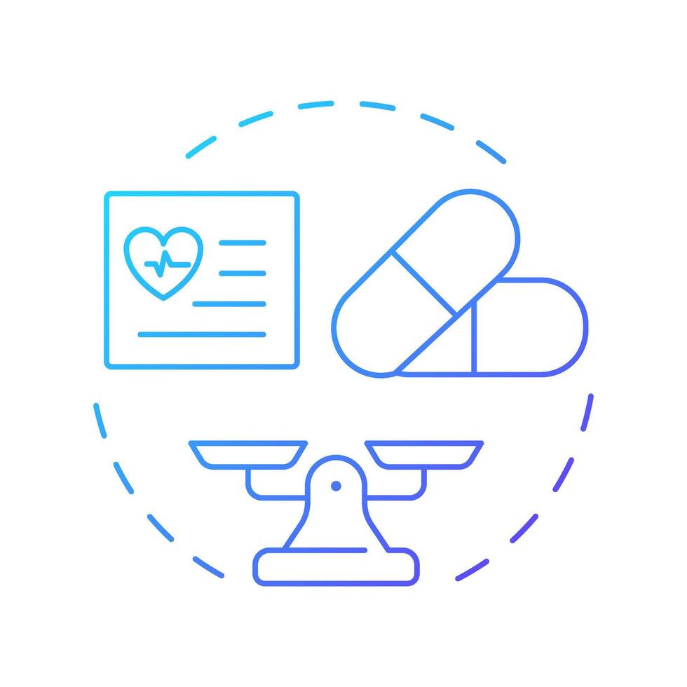 Quantity limits blue gradient concept icon. Restrict amount of medication. Component of utilization management. Round shape line illustration. Abstract idea. Graphic design. Easy to use in brochure vector