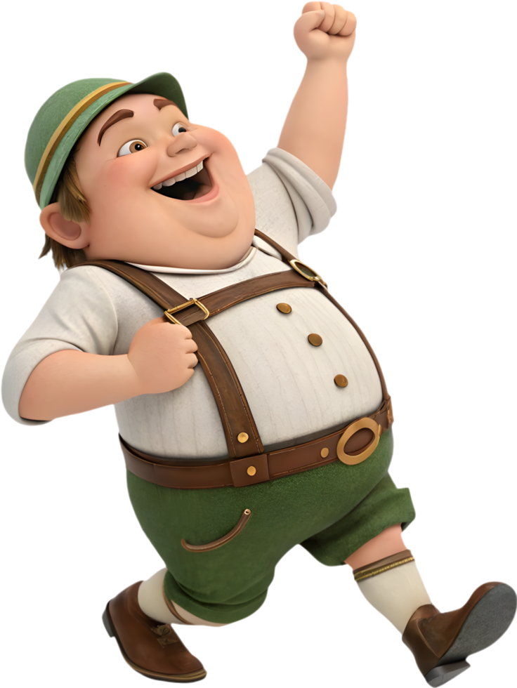 Mythical Cartoon Dwarf with a Magic Wand and Hat. . png