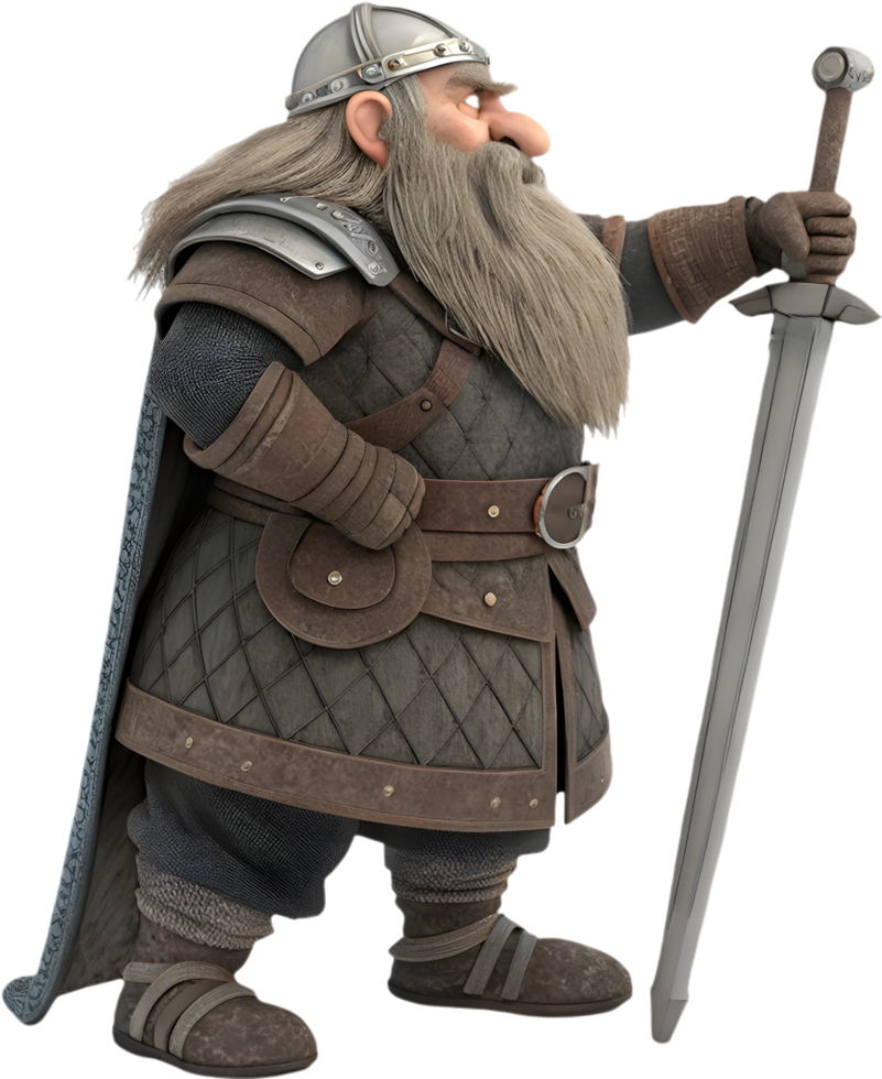 Funny Animated Dwarf with Charming Expressions and Hat. . png