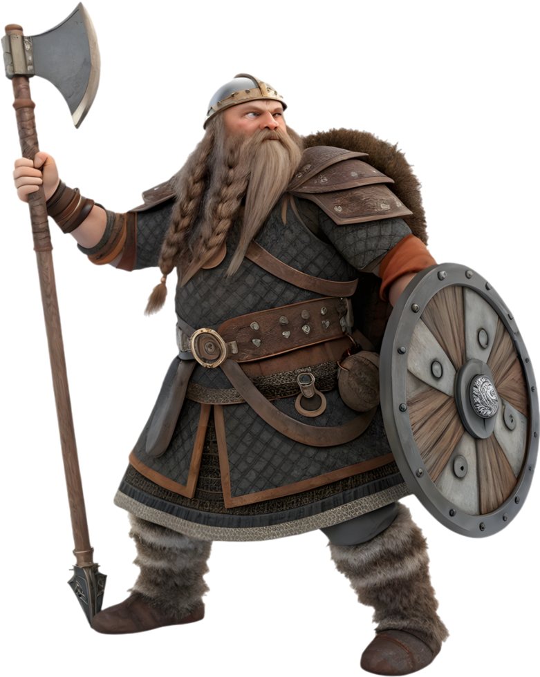 Colorful Cartoon Dwarf with Beard in Fantasy World. . png