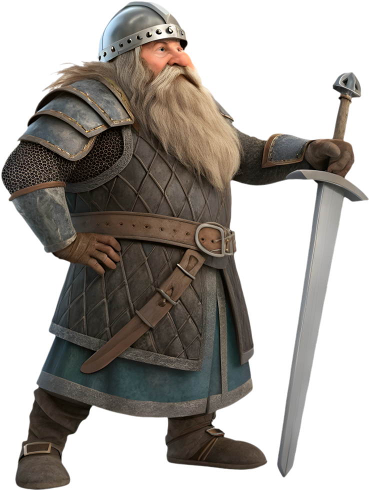 Magical Fairy Tale Dwarf Cartoon Smiling in Woodland Scene. . png