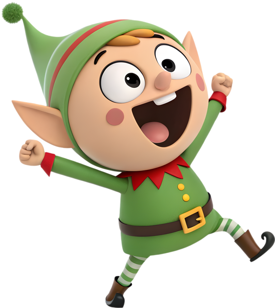 Colorful Cartoon Elf Clipart with a Joyful Spirit. . png