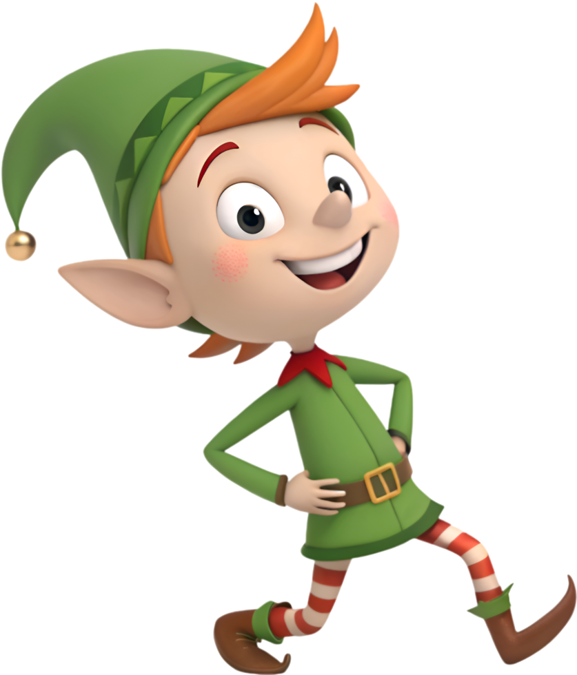 Glowing Cartoon Elf Clipart with a Cute Pose. . png