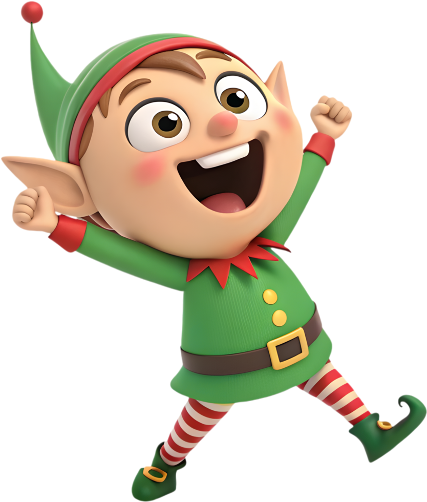 Joyful Cartoon Elf with Sparkling Fantasy Elements. . png