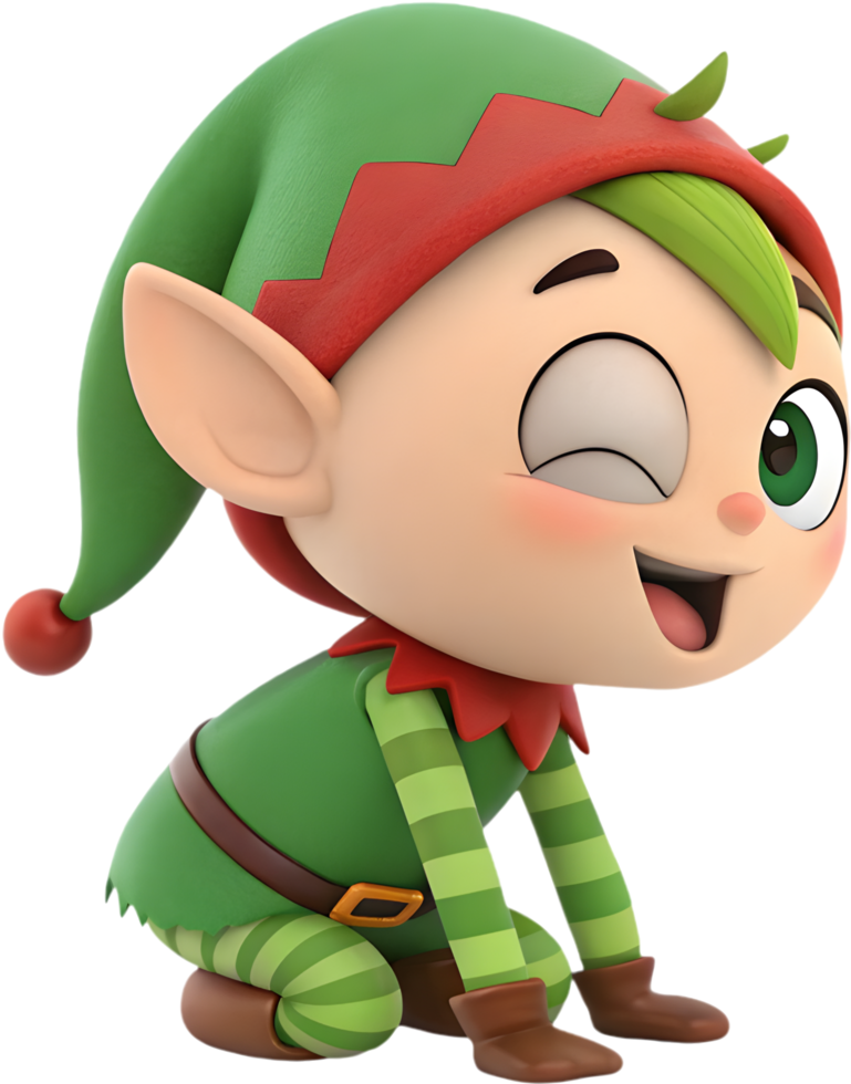 Mischievous Elf Cartoon Illustration for Fun Themes. . png