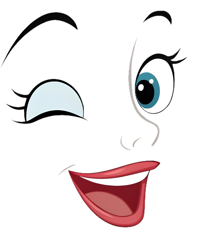 Sleek Cartoon Expression Art with Bold Curved Eyes and Smile. . png