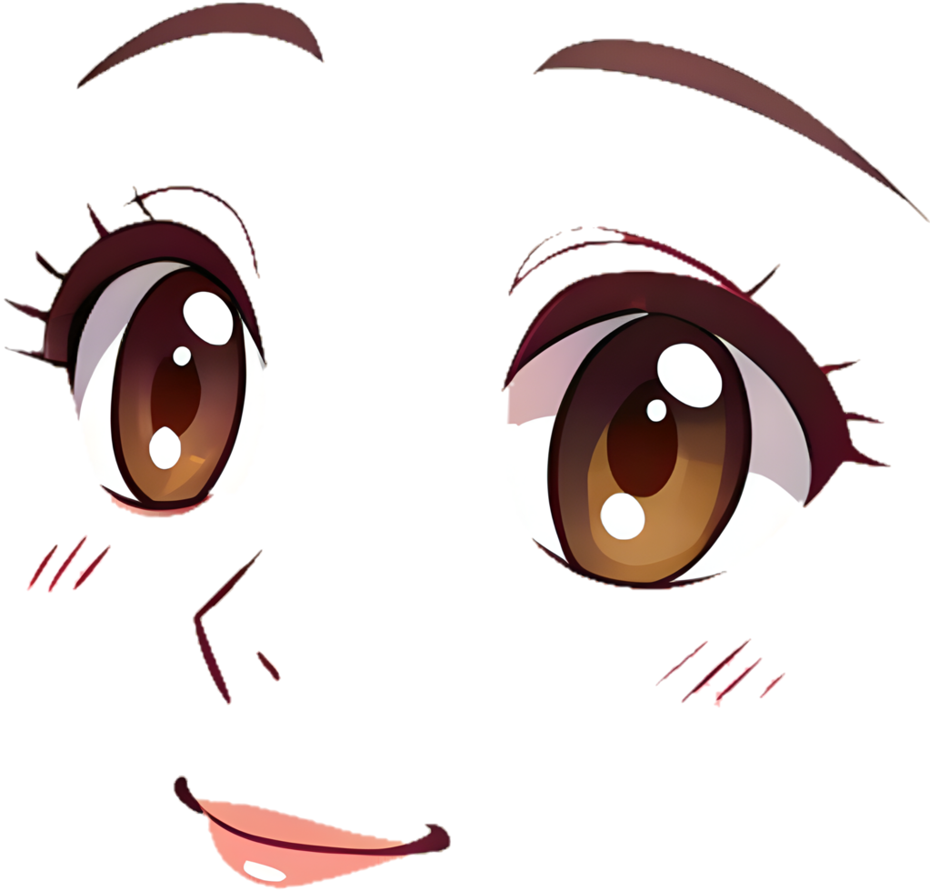 Minimalist Fun Face Clipart with Happy Curved Features. . png