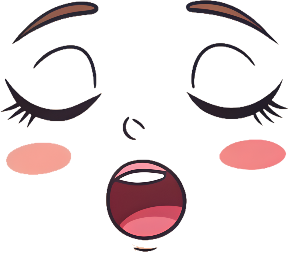 Minimalist Cartoon Expression Clipart with Soft Lines. . png