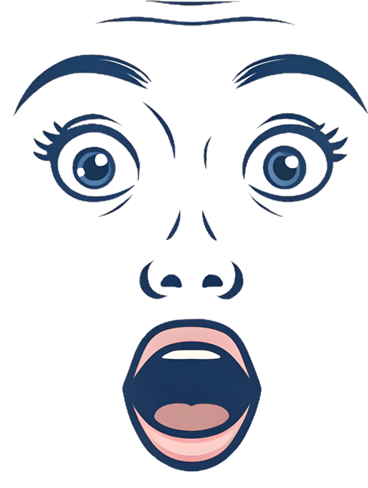 Charming Cartoon Face with Expressive Curved Design. . png