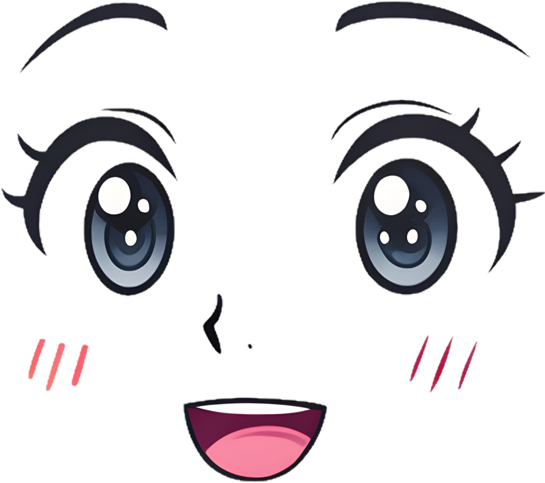 Soft Curved Smile Cartoon Face with Minimalist Style. . png