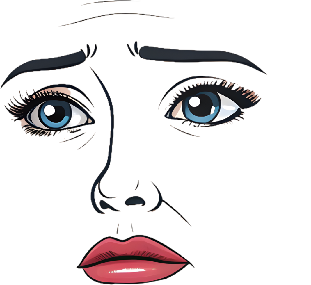 Minimalist Expression Clipart Featuring Smooth Facial Lines. . png