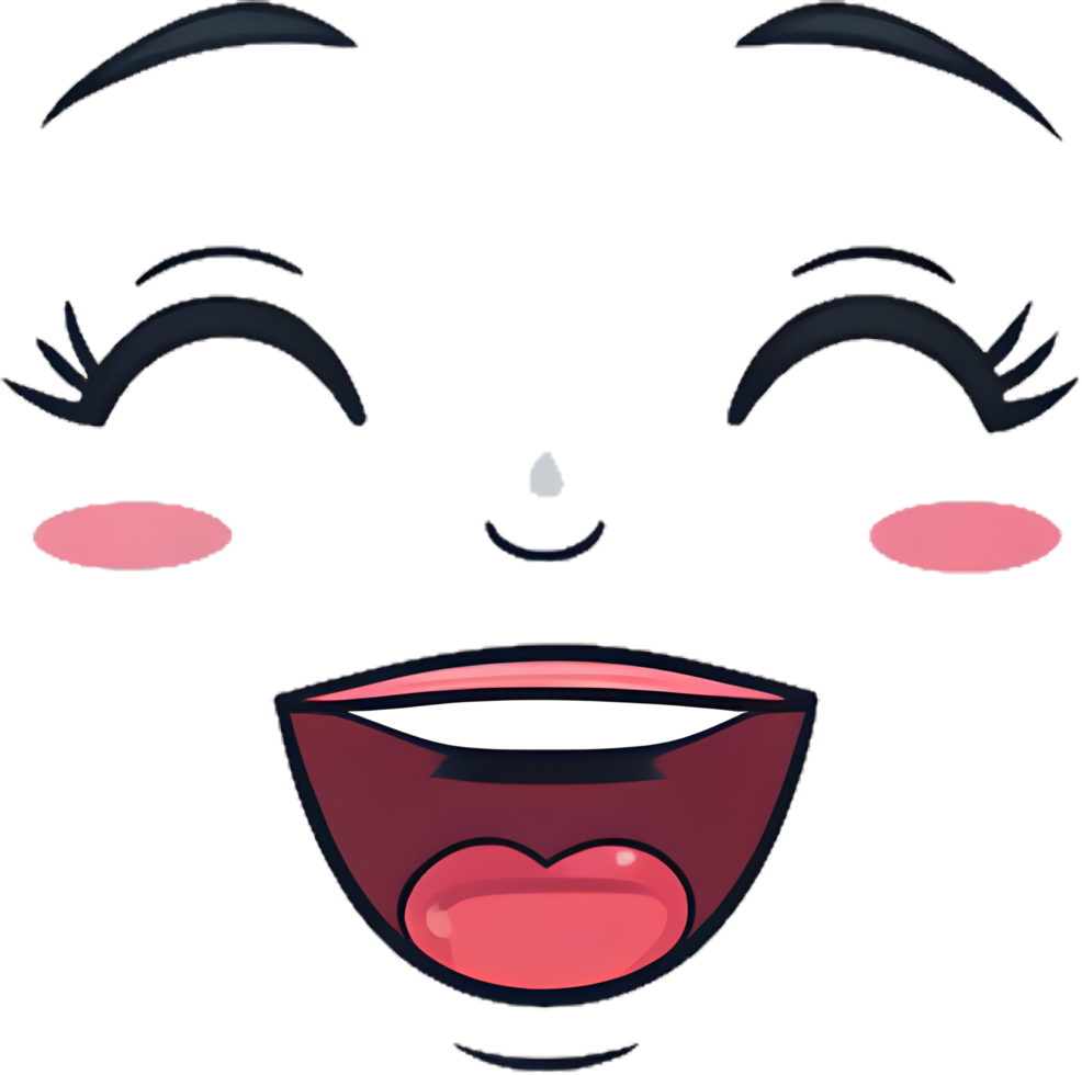 Minimalist Simple Cartoon Expression Face with Happy Mood. . png