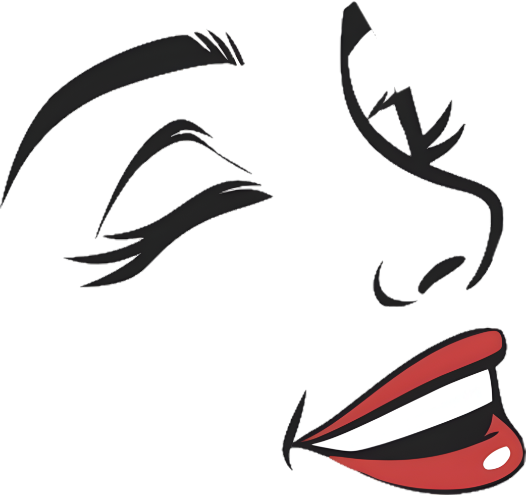 Friendly Cartoon Smile with Bold Curved Eyes and Mouth Art. . png