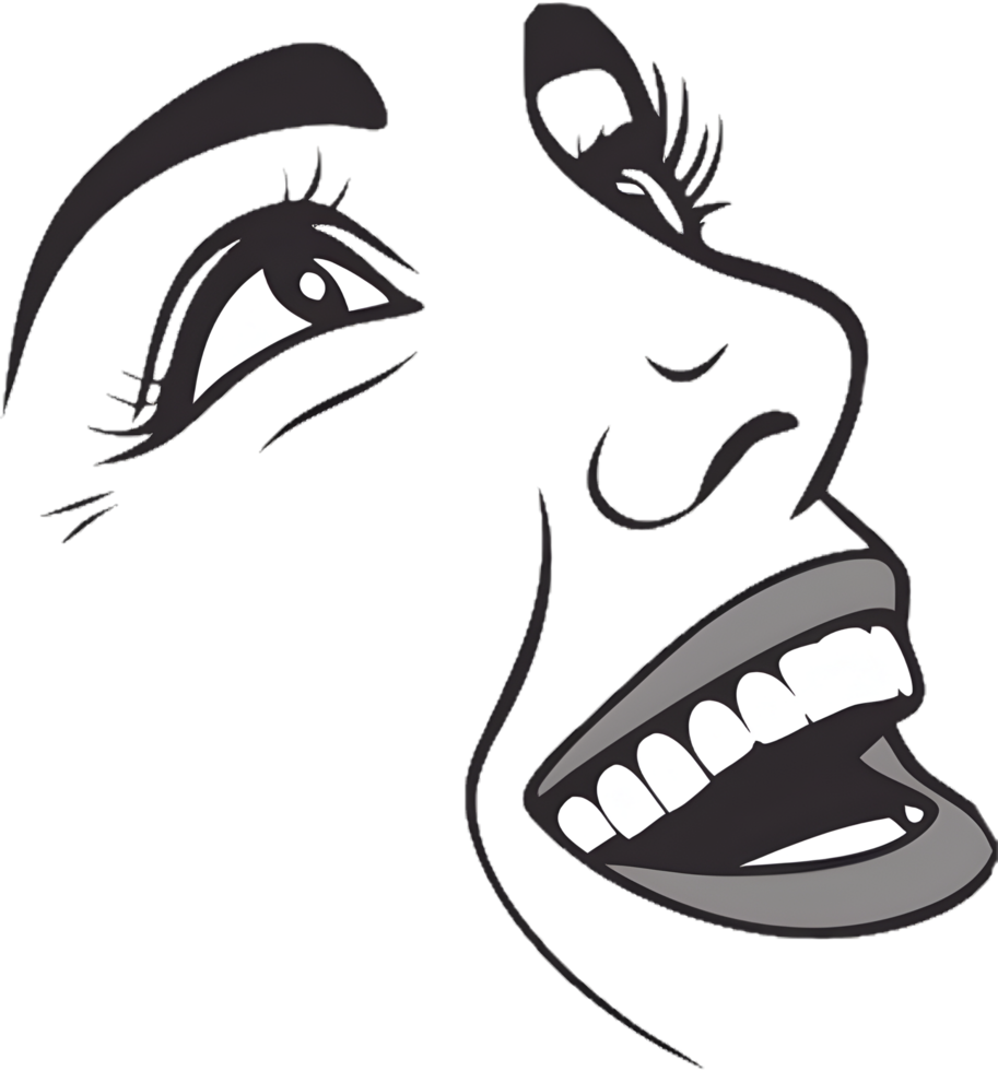 Minimalist Flat Design Face with Happy Curved Features. . png