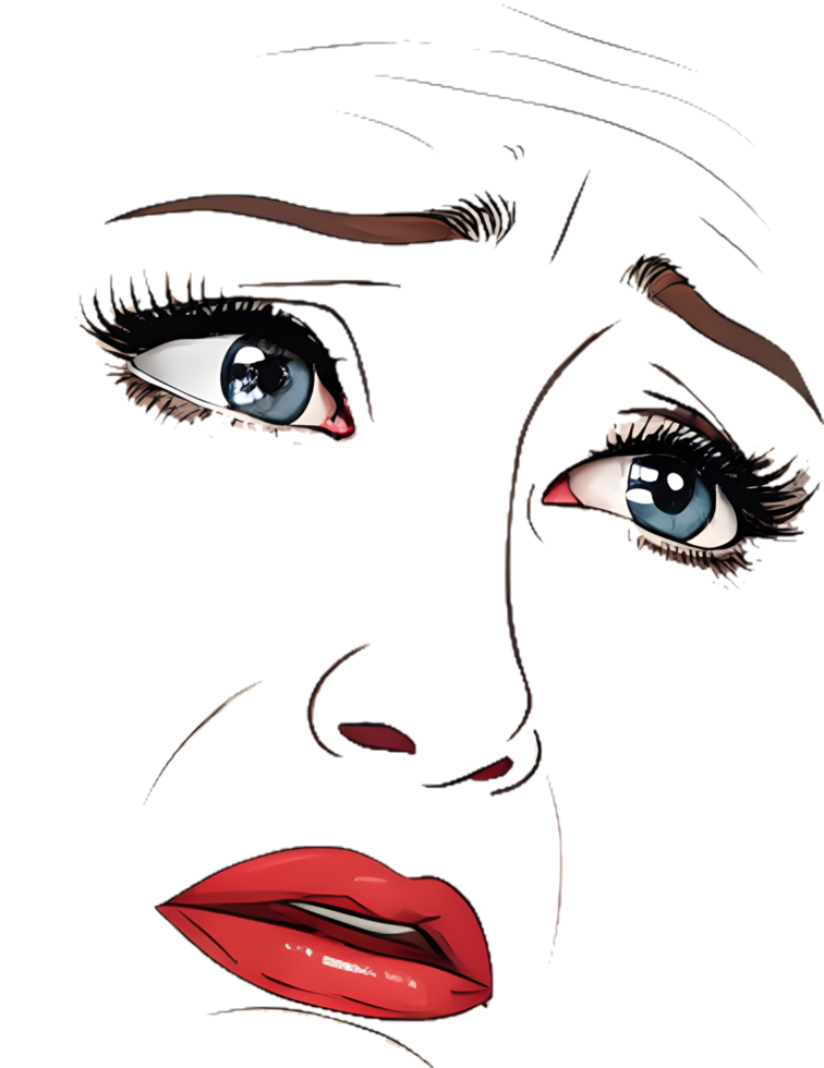 Trendy Modern Cartoon Face with Soft Curved Smile Art. . png