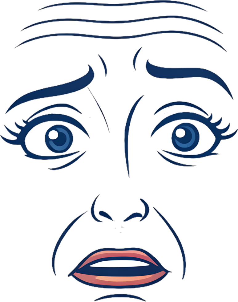 Elegant Happy Face with Smooth Curved Features Illustration. . png