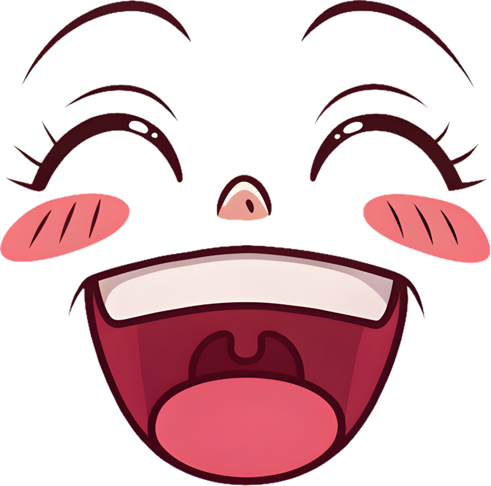 Aesthetic Simple Face Clipart with Curved Eyes and Smile. . png