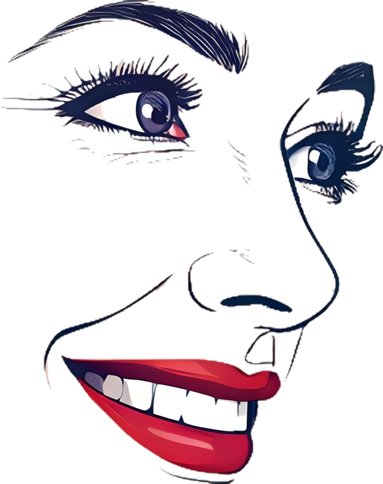 Minimalist Simple Artistic Face with Curved Mouth and Eyes. . png