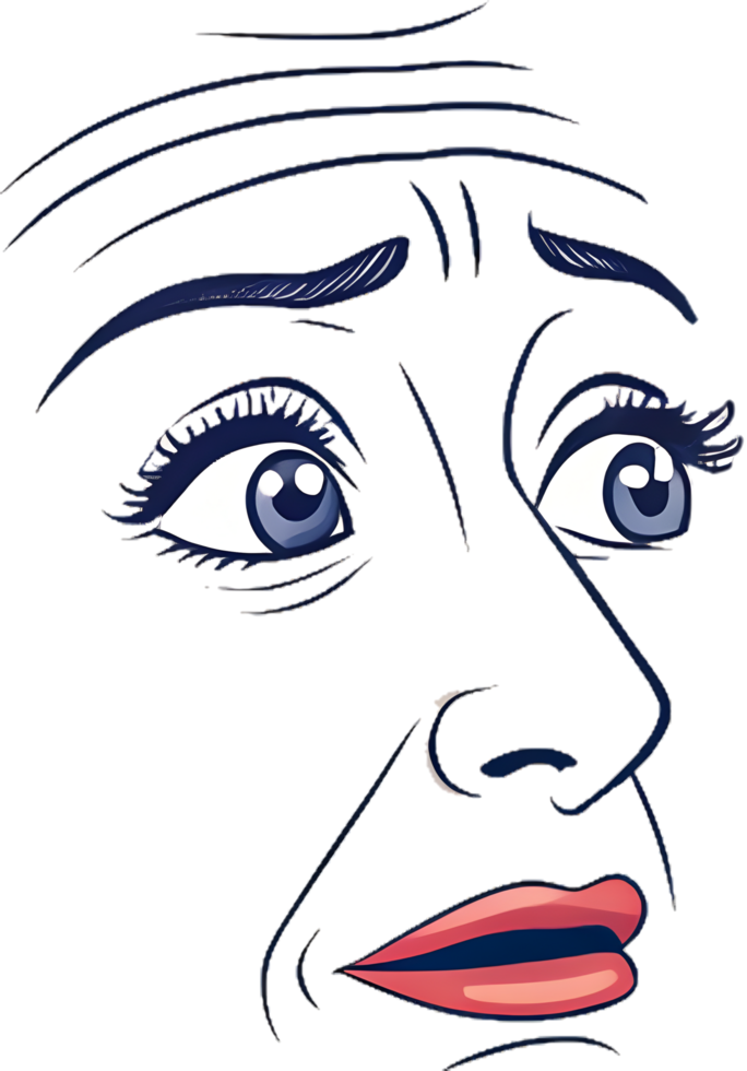 Modern Digital Art Featuring Expressive Face with Curved Eyes. . png