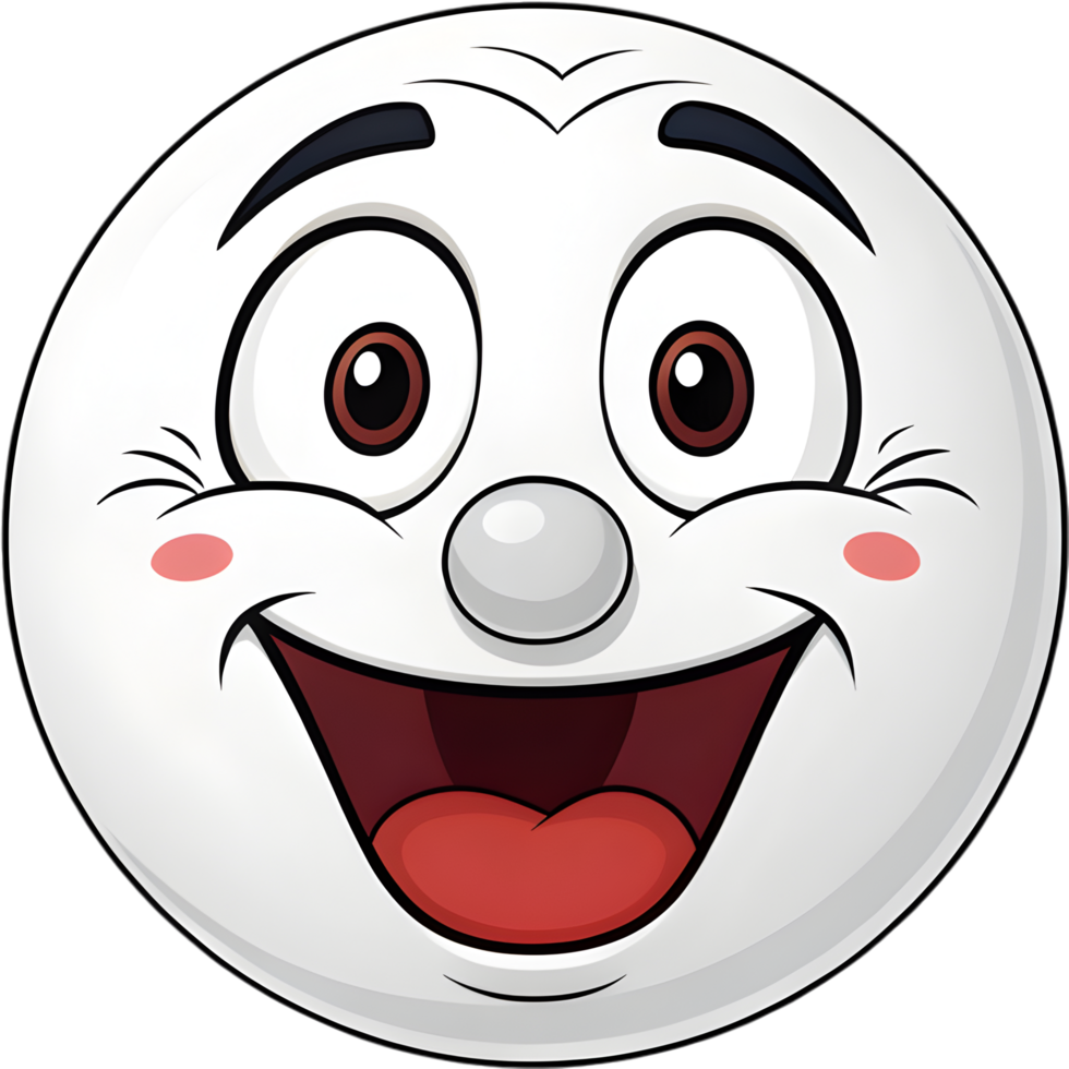 Expressive Cartoon Face with Joyful Emotions. . png