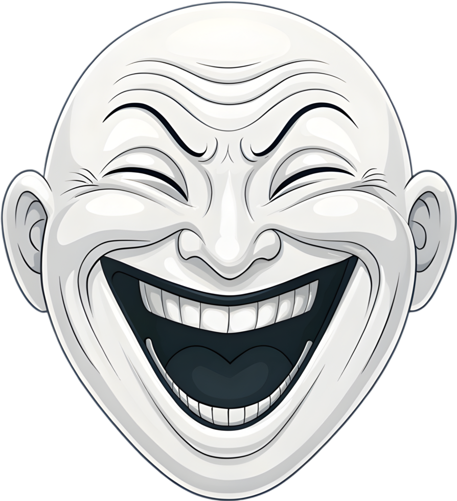 Happy Cartoon Face with Exaggerated Look. . png