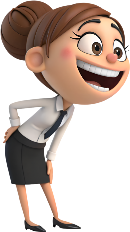 Serious Female Office Worker Clipart for Productive Desk Poses. . png