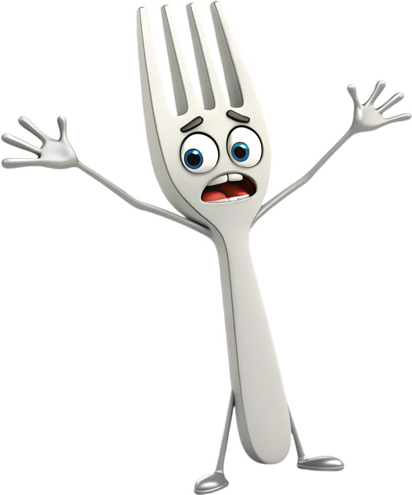 Delightful Fork Cartoon Character Clipart for Fun Projects. . png