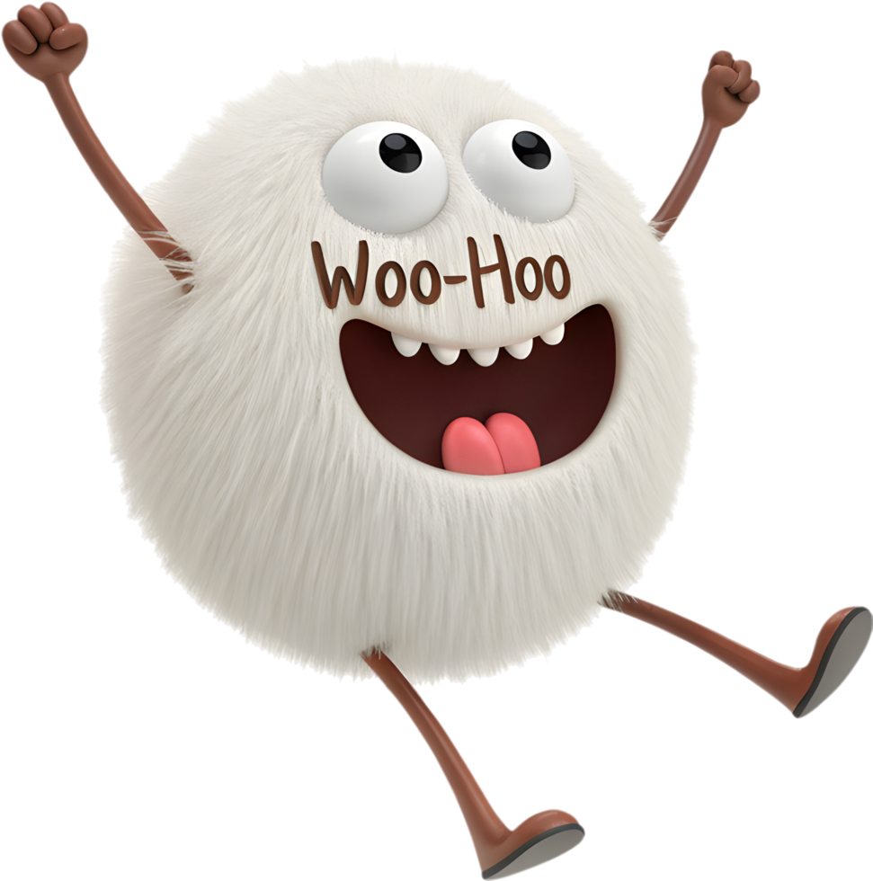 Delightful Fluffy Ball Monster Clipart for Your Creative Work. . png