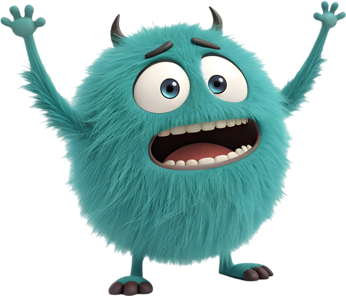 Funny Fluffy Ball Monster Clipart for Fun Artwork. . png