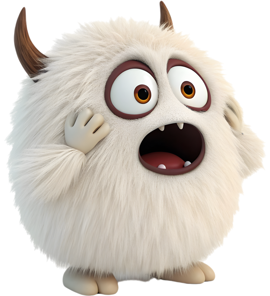Creative and Funny Fluffy Ball Monster Clipart Design. . png