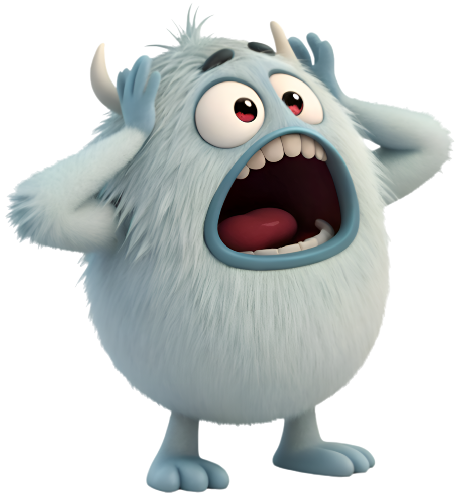 Cute and Playful Fluffy Ball Monster Clipart. . png