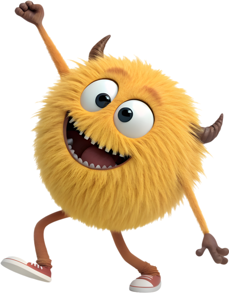 Playful Fluffy Ball Monster Clipart for Fun Creations. . png