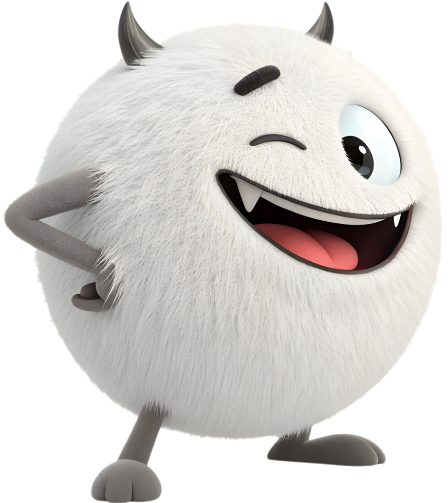 Bright and Playful Fluffy Ball Monster Clipart. . png