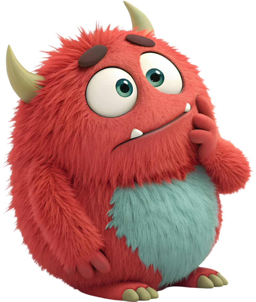 Funny Fluffy Ball Monster Art for Fun Illustrations. . png