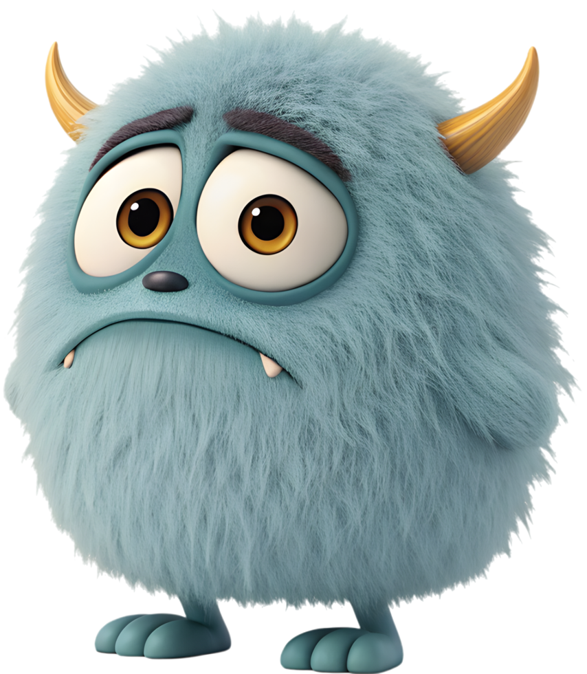 Creative Fluffy Ball Monster Clipart for Animation. . png