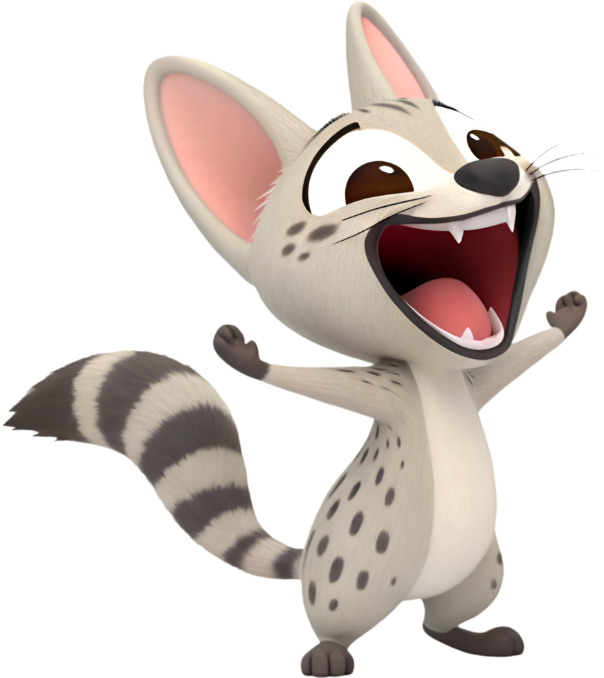 Adorable Feline Genet Cartoon Clipart Design. . png
