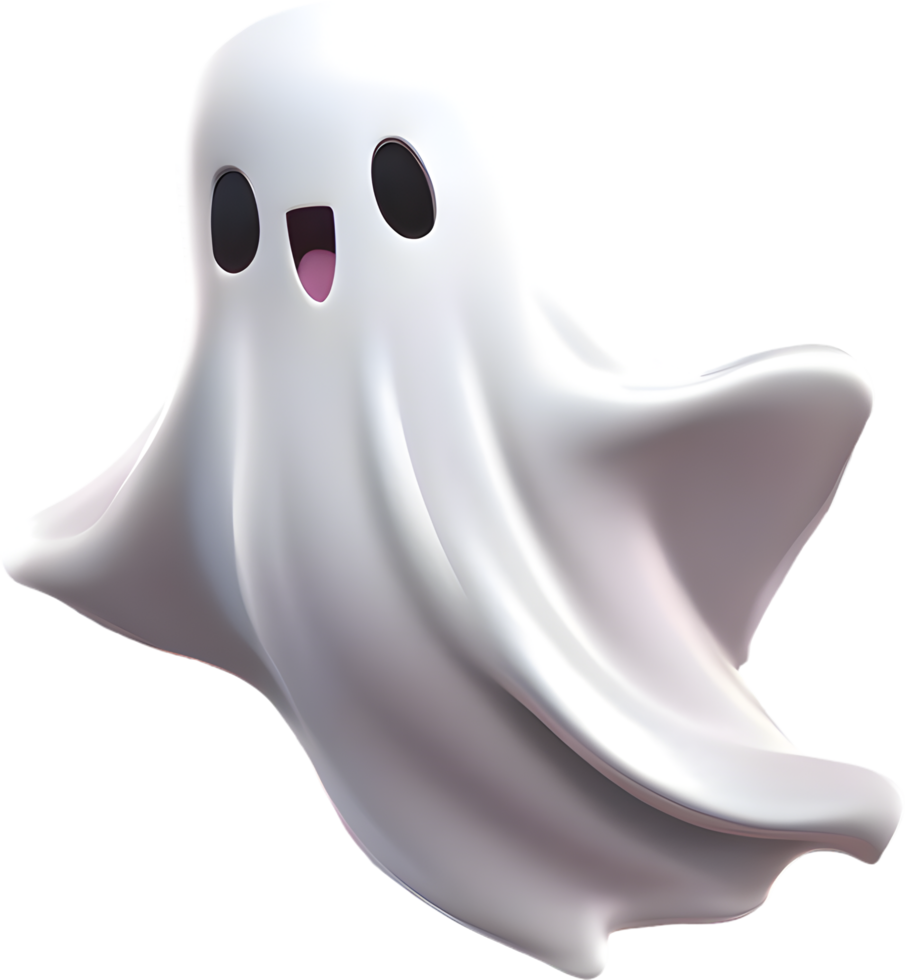 Adorable Ghost Character Clipart with Animated Features. . png